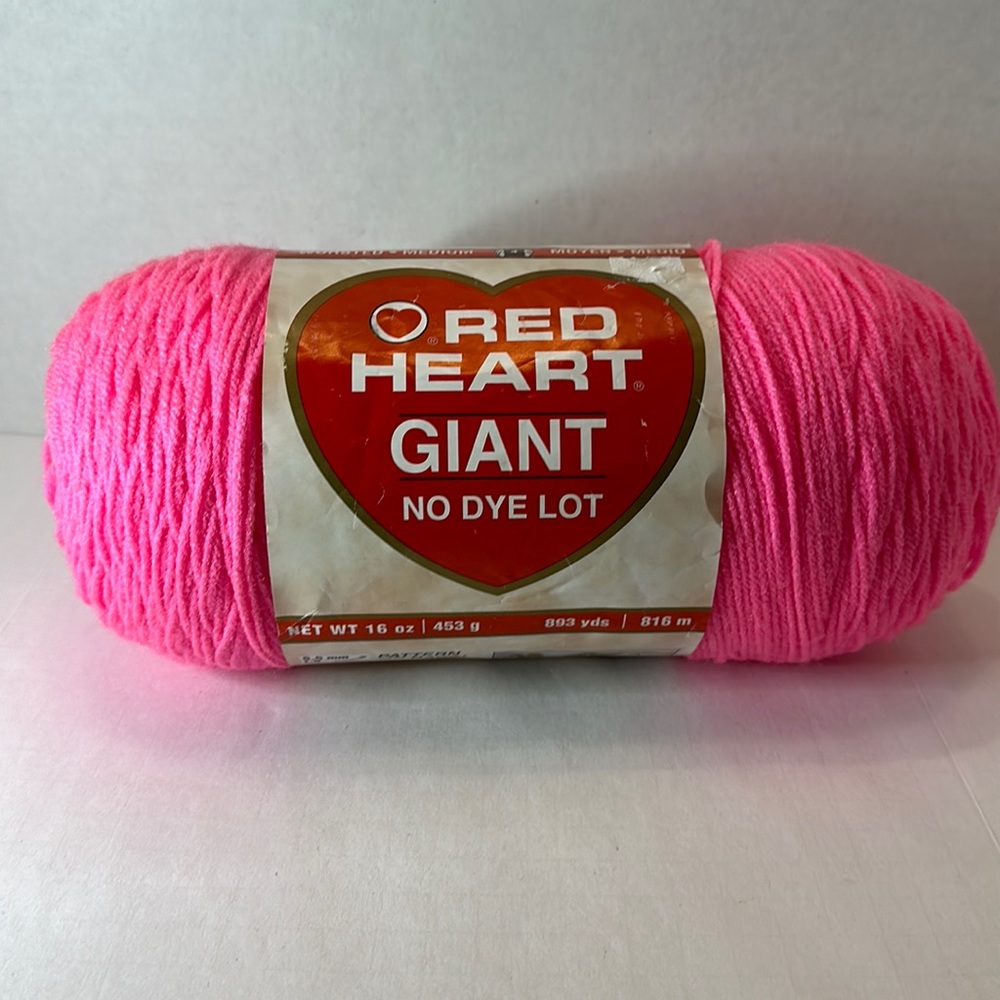 1 Lb Red Heart Giant Yarn Skein Hot Pink Yarn 4 Weight 893 yards